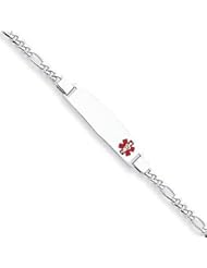 Sterling Silver Non-enameled Medical ID Figaro Link Bracelet