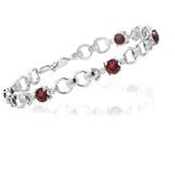 0.01 Cts Diamond & 2.85 Cts Garnet Bracelet in 14K White Gold