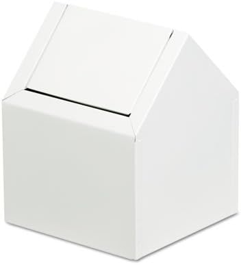 Co. Sanitary Napkin Floor Receptacle, Double Entry Swing Top, Metal, White