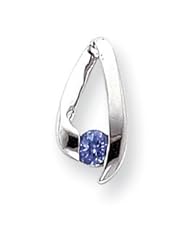 14k White Gold 4mm Tanzanite Pendant. Gem Wt- 0.33ct. Metal Wt- 0.93g