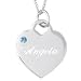 March Engraved Birthstone Heart Charm Pendant - Personalized Jewelry
