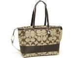 Authentic Coach Signature Stripe Multifunction Tote Diaper Laptop Bag 17443
