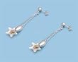 Silver Earrings with Stone - Mother of Pearl - Height: 54 mm