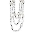 .925 Silver, Garnet & Freshwater Pearl 3-Strand Necklace- 17 IN
