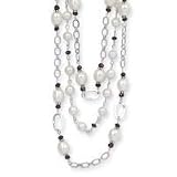 .925 Silver, Garnet & Freshwater Pearl 3-Strand Necklace- 17 IN