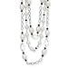 .925 Silver, Garnet & Freshwater Pearl 3-Strand Necklace- 17 IN