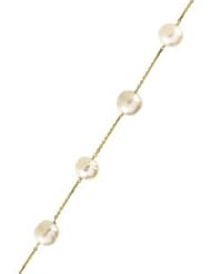 14K White Gold 09.00-11.00 mm White Freshwater Circle Pearl Station Bracelet-
