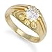 Jewelco London 9ct Solid gold hand finished men's cubic zirconia set solitaire Ring