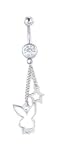 Clear Dangling Bunny and Star Belly Ring