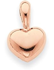 14k Gold Rose Small Heart Slide Charm