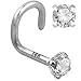 14KT White Gold Nose Ring Screw 2.5mm CZ 18G
