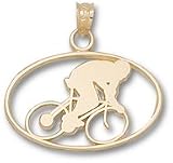 Bike Rider In Oval Silhouette Charm/Pendant -14K/10K, Stainless Steel or Gold Plated