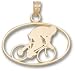  : BIKE RIDER IN OVAL SILHOUETTE CHARM/PENDANT 14K/10K STAINLESS STEEL OR GOLD PLATED