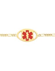 Oval Medical I.D. Bracelet with Figaro Chain 14K Yellow 7 Inch Ch131