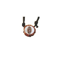 Our Lady of Guadalupe Wood Pendant With Adjustable Cord Necklace - 1" Diameter