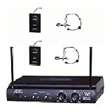 6032uf UHF Dual Channel Wireless Microphone with Two Headband Headset & Two Lapel (Lavalier) Mic