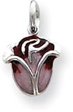 Enameled Rose Charm, Sterling Silver