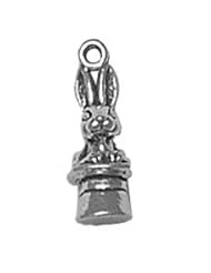 Sterling Silver 18" .8mm Wide Box Chain Necklace With 3D Magic Rabbit In Hat Trick Animal Pendant
