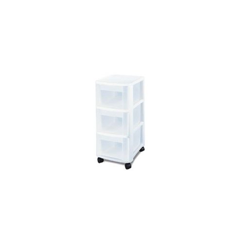 Sterilite 28308002 3Drawer Medium Cart with SeeThrough Drawers and