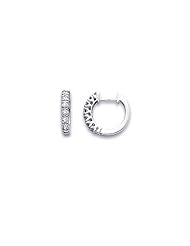 14k White Gold Small Diamond Hoop Huggie Earrings .22ct (G-H Color, I1 Clarity)