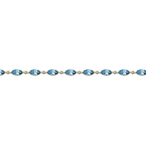 10k Yellow Gold Marquise Coated Blue Topaz and Diamond Bracelet