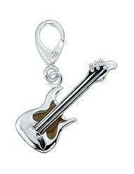 Genuine Zable (TM) Product. 925 Sterling Silver Enamel Guitar Clip-on Bead Charm. 100% Satisfaction Guaranteed.