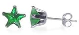 5 MM Star Emerald Cubic Zirconia .925 Sterling Silver Post Stud Earrings