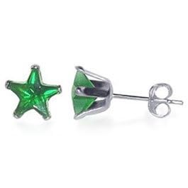 Buy 5 MM Star Emerald Cubic Zirconia .925 Sterling Silver Post Stud Earrings by Gem Avenue
