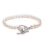 White Pearl Bracelet with Heart Shape Toggle Clasp