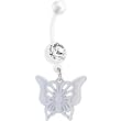 Bioplast White Butterfly Dangle Belly Ring