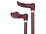 Soft Touch, Palm, Raspberry, Brass Ring, Hardwood Shaft, Left-Handed Cane
