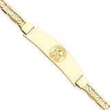 14K Boston Red Sox Lg Pol Logo Id Bracelet W/Anchor Link