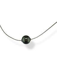 17" 14kt White Gold 8-8.5mm Black Cultured Pearl "Solitaire" Necklace