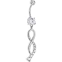 Crystalline Gemstone Twist Dangle Belly Ring