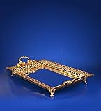 24k Gold Plated Mirror Tray 14"- Gold Plated Serving Tray with Mirror Interior