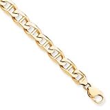 10k 9mm Hand-Polished Anchor Link Chain Bracelet - 8 Inch