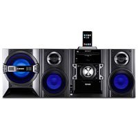 Sharp CD-SW440N - Mini system with iPod cradle - radio / CD / MP3 / cassette / USB flash player - glossy black