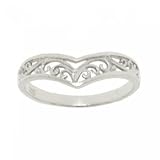 New Solid Sterling Silver Filigree V Shaped Ring