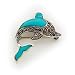 Sterling Silver Turquoise and Marcasite Dolphin Pin