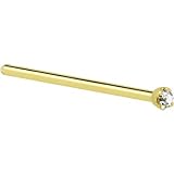 Solid 14KT Yellow Gold 1.5mm Genuine Diamond Straight Fishtail 3/4 - 18 Gauge