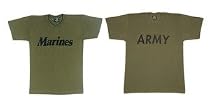 66136 Olive Drab Kids Military Print T-Shirt with "Marines" Logo - X-Small
