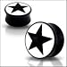Double Flared Black Star Logo Ear Plug Piercing Jewelry