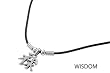 Sterling Silver Pendant Necklace with Chinese Character - "Wisdom" - 2mm Rubber Cord - 15mm Pendant Height
