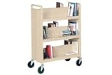 Three Doubled-Sided Slant Shelf Book Cart 30 W X 17 D X 46 H