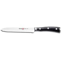Wusthof Classic Ikon 5-Inch Serrated Sausage Knife, Black