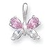 Sterling Silver Pink and Clear CZ Butterfly Pendant