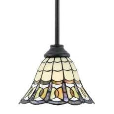 Quoizel Bethany 7-Inch Rod Hung Piccolo Pendant with 144 Pieces of Tiffany Glass, Vintage Bronze Finish #TFBE1509VB