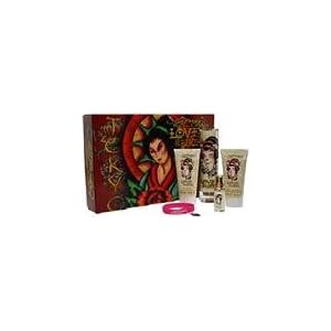 Ed Hardy Love & Luck by Christian Audigier for Women - 5 Pc Gift Set 3.4oz EDP Spray, 3oz Body Lotion, 3oz Bath & Shower Gel, 7.5ml Mini EDP Spray, Color Bracelet with Charm