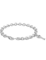 Children Sterling Silver Diamond Key Charm Bracelet (6 3/4 inches)