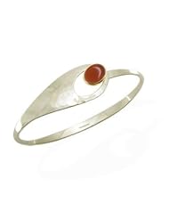 Ed Levin, Spoon Bracelet, Carnelian, .925 Sterling Silver & 14K Gold, Sizes S - L, Expandable